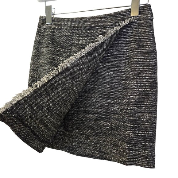 Loft Tweed Wrap Pencil Skirt with Fringe Trim Size 2 Petite - Picture 4 of 7